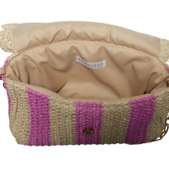 Shiraleah Chicago Sandy Natural Paper Straw Shoulder Bag Chain Strap NWT - Picture 4 of 4